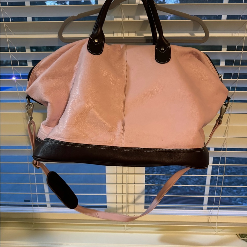 Vintage Latico Leathers Pink & Brown Weekender